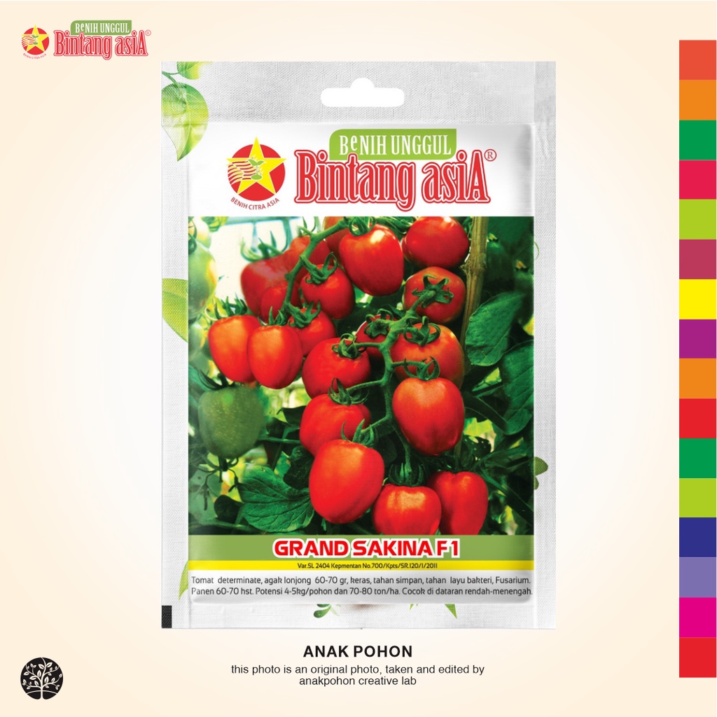 (1 PACK) Benih Tomat Merah GRAND SAKINA F1 Hibrida Seeds - BINTANG ASIA - 0.5 GRAM