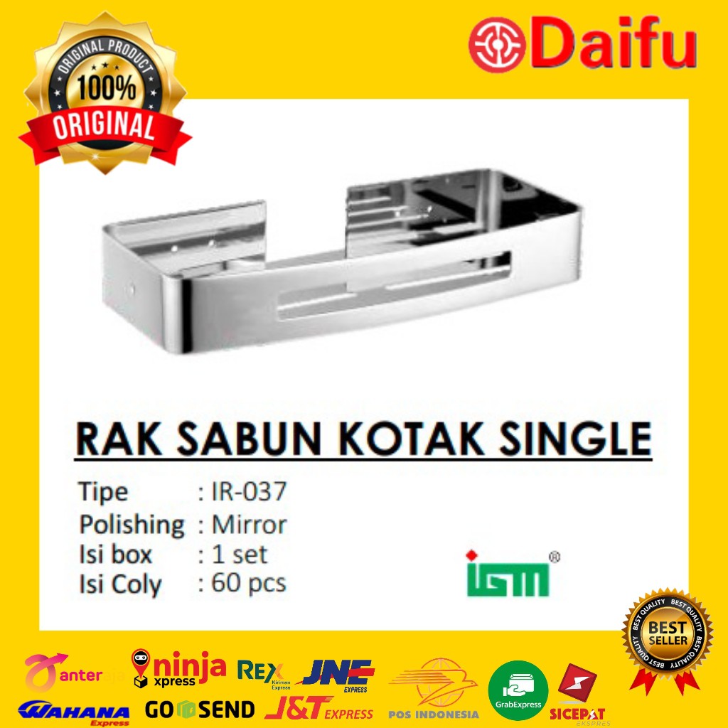 Rak Sabun Kotak Single Stainless IGM Tipe IR-037