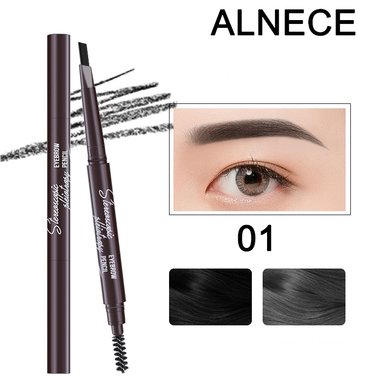 【ALNECE】2 in 1 Pensil Alis Anti Air Putar Otomatis Eyebrow Pencil dengan Sikat Alis