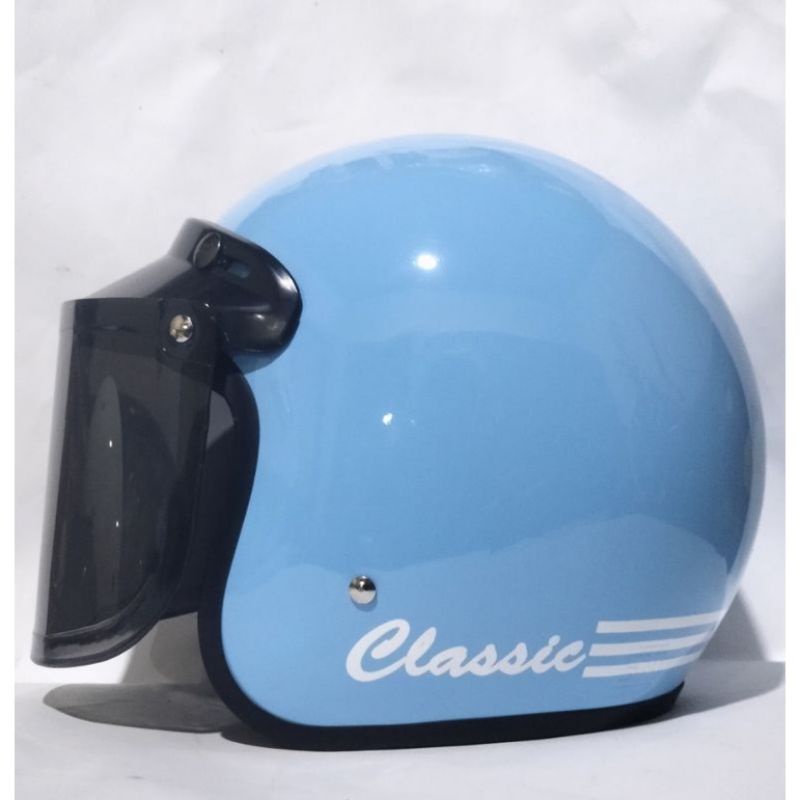 [Sale] Helm Bogo Retro Dewasa Bogo Classic Motif - Biru Muda