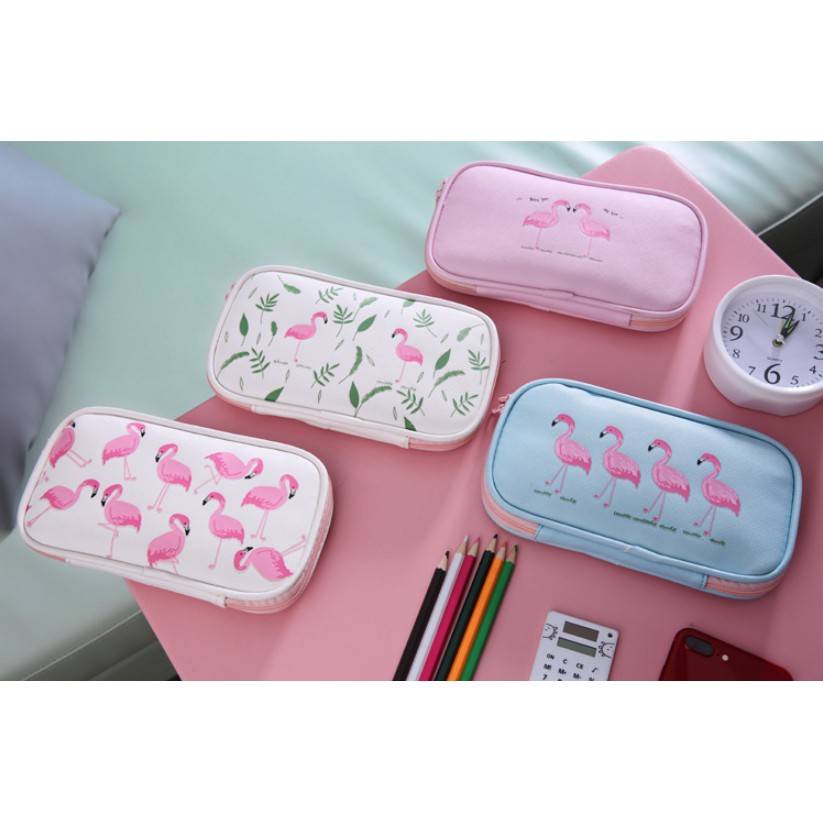 Tempat Pensil Jumbo GEPENG FLAMINGO / Tepak Tempat Alat Tulis Flamingo / Dompet Serbaguna Flamingo