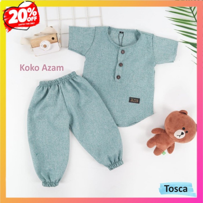 ✨BISA COD✨ Setelan Koko Bayi 0 -12 bulan / Baju Koko Bayi / Koko Anak - Tosca, 0 - 6 bulan