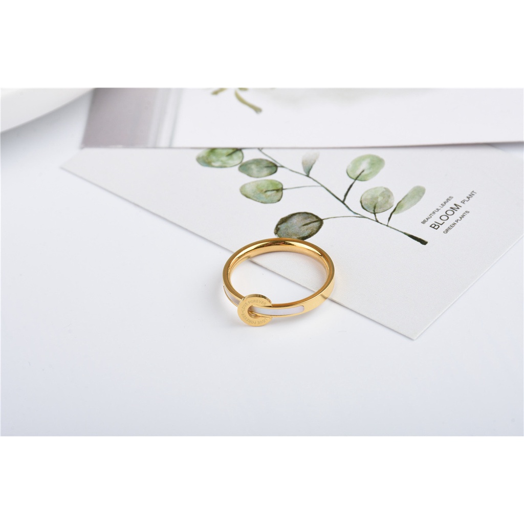 Cincin LOVE FOREVER KERAMIK PUTIH titanium korea anti karat