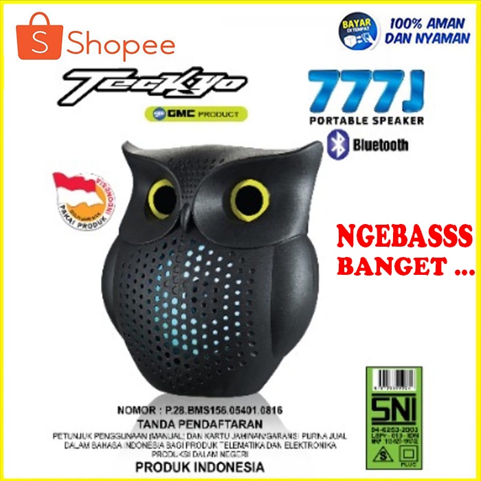 PROMO Speaker Bluetooth GMC Teckyo 777J / Speaker Mini Karakter Burung Hantu