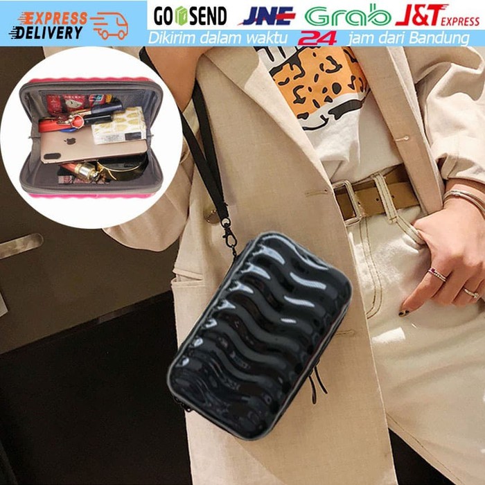 Tas dompet hardcase tas selempang wanita organizer gadget tas tangan