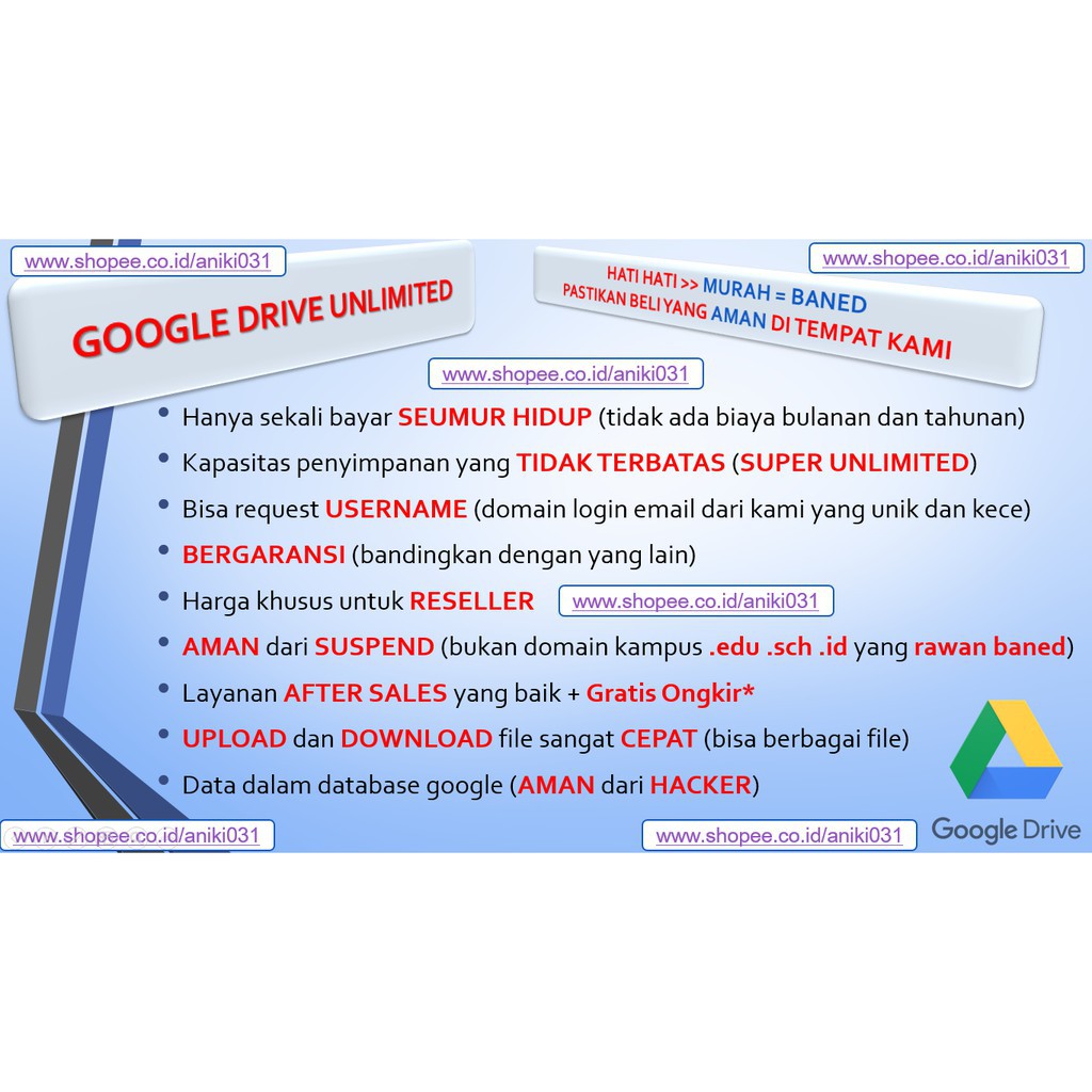 Murah Google Drive Unlimited Cloud Storage Request Username D23 A Bro160 Shopee Indonesia