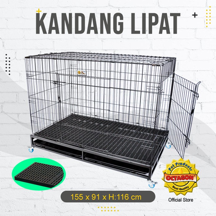 Kandang Lipat Anjing size Besar / Jumbo Octagon alas Plastic Board
