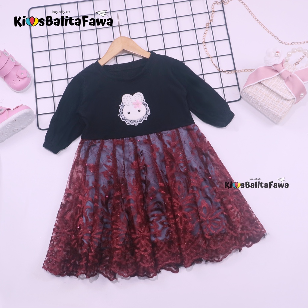 Dress Rara uk 1-3 Tahun / Gaun Brukat Pesta Import Premium Baju Cewek Dres Brokat Anak Perempuan