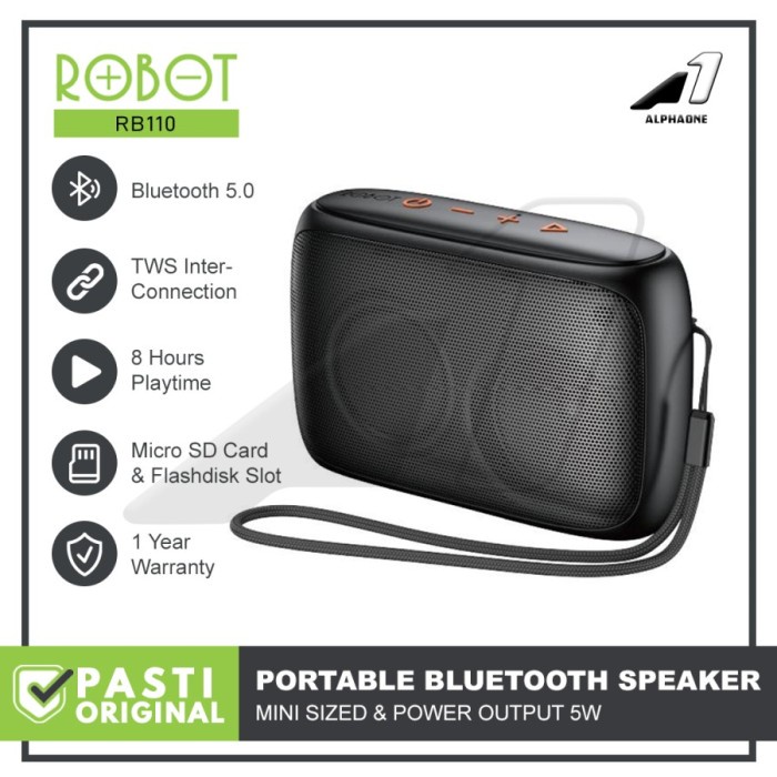 ROBOT Speaker Bluetooth 5.0 Mini Portable Support Micro SD & USB RB100(Z1H0) Speaker Music Box Speak
