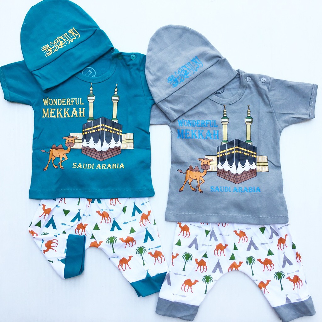 Wonderful Mekkah Setelan Babybeb Baju Setelan Kaos Celana Pergi Jalan Lucu Fashion Anak Bayi Cowok