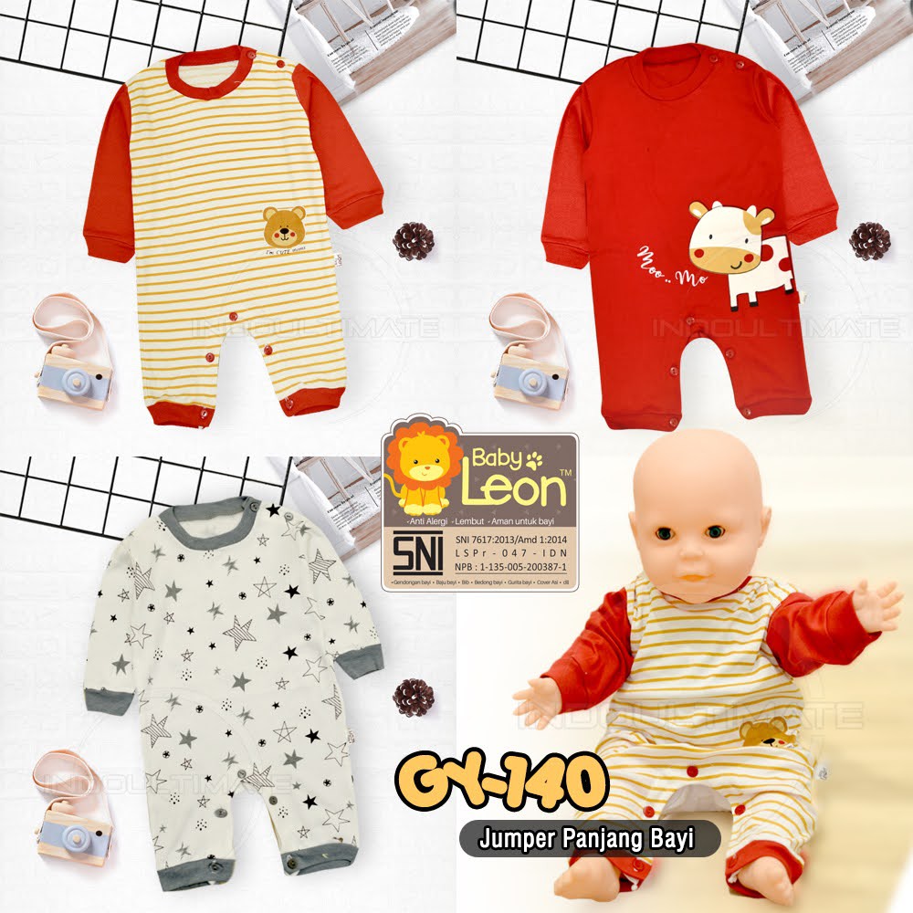 SNI BABY LEON Jumper Bayi Jumsuit kaos anak [0-6 Bln] GY-140 GY-141Jumpsuit Bayi Lengan Panjang