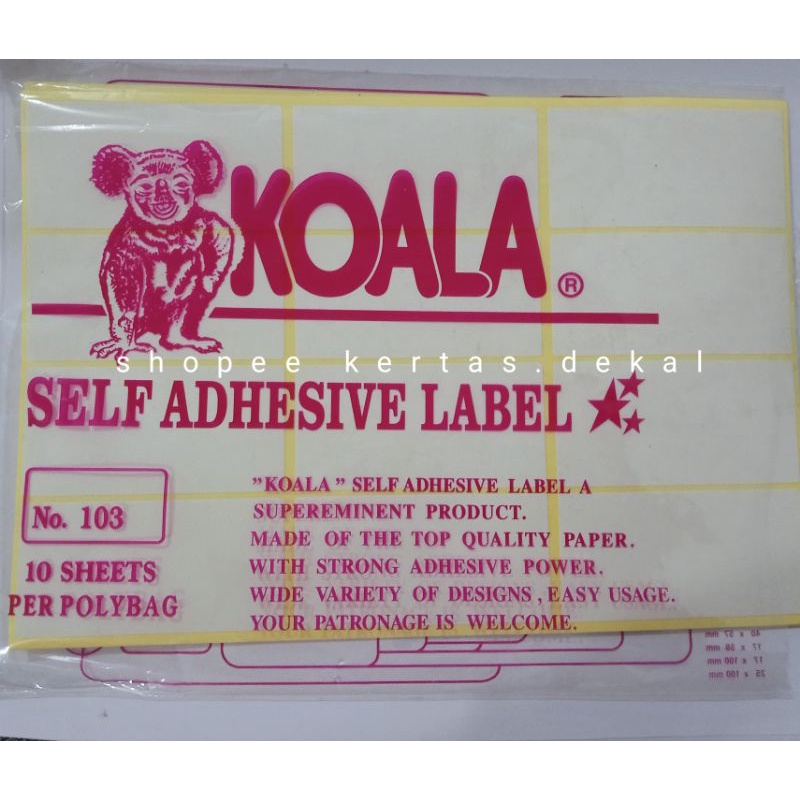 

Label 103 label harga Koala 103 self adhesive stiker nama undangan sticker souvernir murah polos putih hvs bandung jogja medan Palembang Bali Balikpapan pontianak makasar Lombok papua