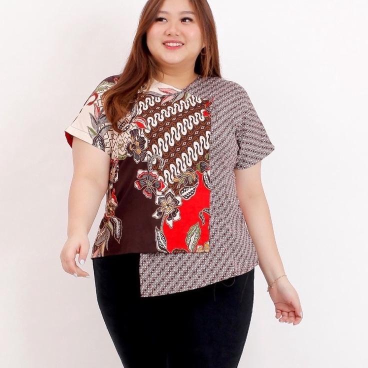 "MTE. 883" BAJU BLOUSE ATASAN BATIK WANITA JUMBO BIG SIZE 292 XXL XXXL LD 120cm BAJU KERJA KANTOR KA