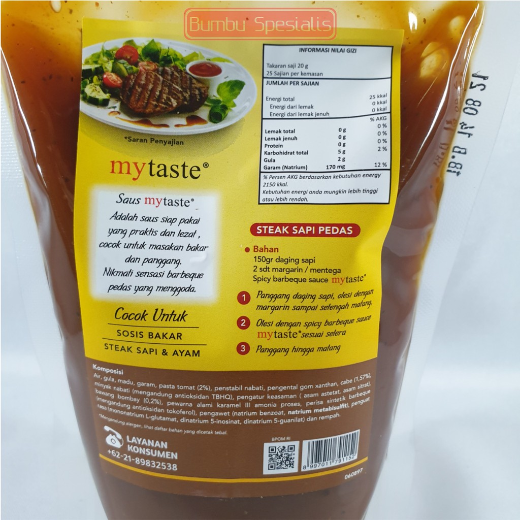 MY TASTE - Spicy Barbeque Sauce / Saus Spicy BBQ  500gr / Barbeque