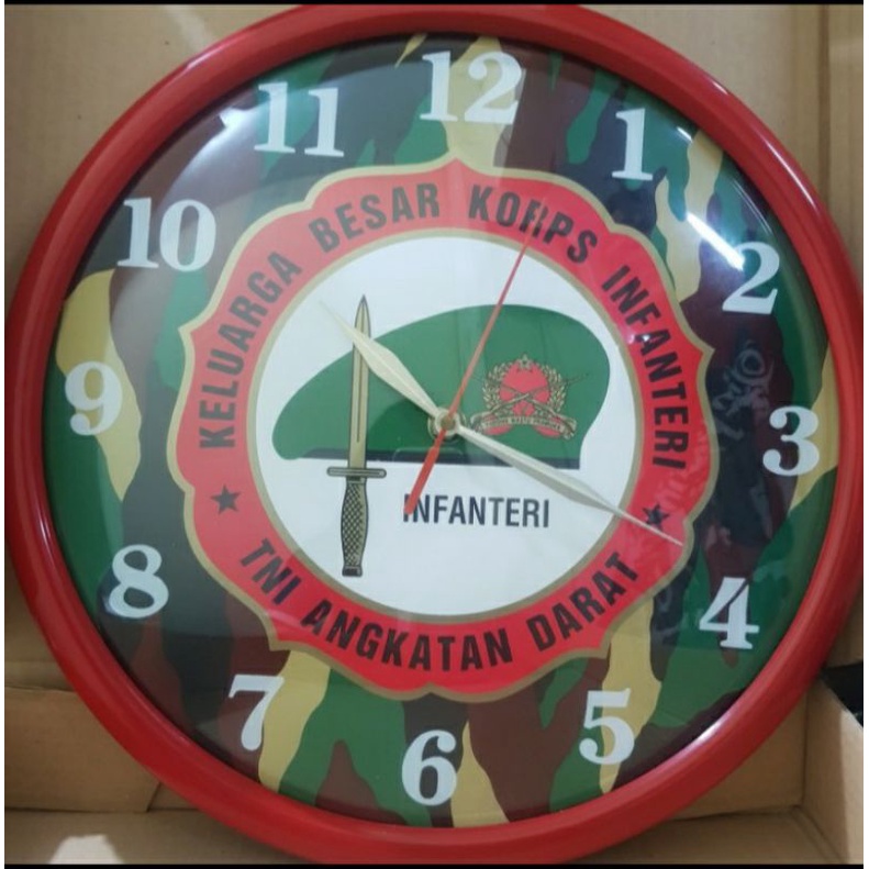 jam dinding logo INFANTERI, jam dinding TNI AD loreng