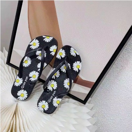 SENDAL JEPIT WANITA MOTIF BUNGA DAISY SENDAL JEPIT SLOP BISA GROSIR BISA COD