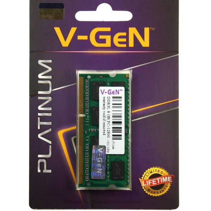 V-GEN SODIMM DDR3L MEMORY 8GB PC-12800 V-GEN SODIMM DDR3