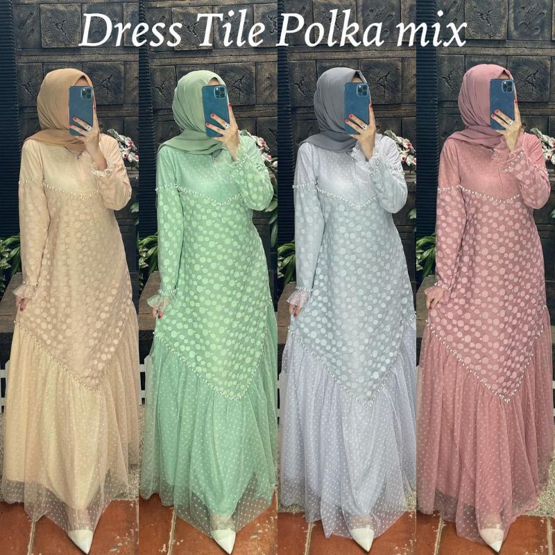 Gamis Pesta, Gamis Tulle, Gamis Ozias, Gamis tulle dot, gamis tille, gamis nikahan, gamis wisuda