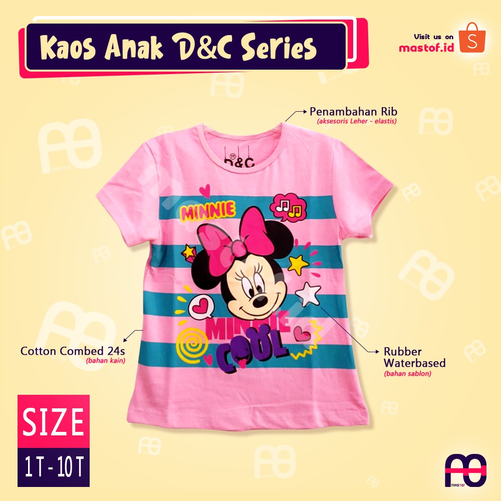 Download Mastof Baju Anak Perempuan Kaos Anak Lengan Pendek Mnm Salur Pink Shopee Indonesia