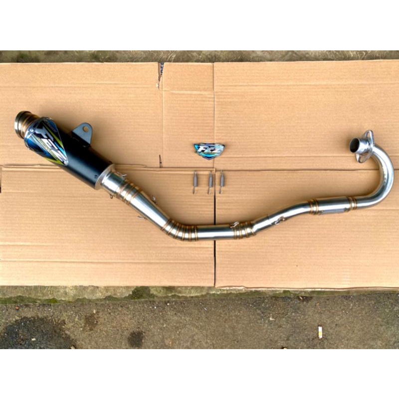 KNALPOT FULLSET KOLONG ATAS KLX, CRF BLACK COATING BY FEZ RACING EXHAUST (TIPE KOMPETISI)