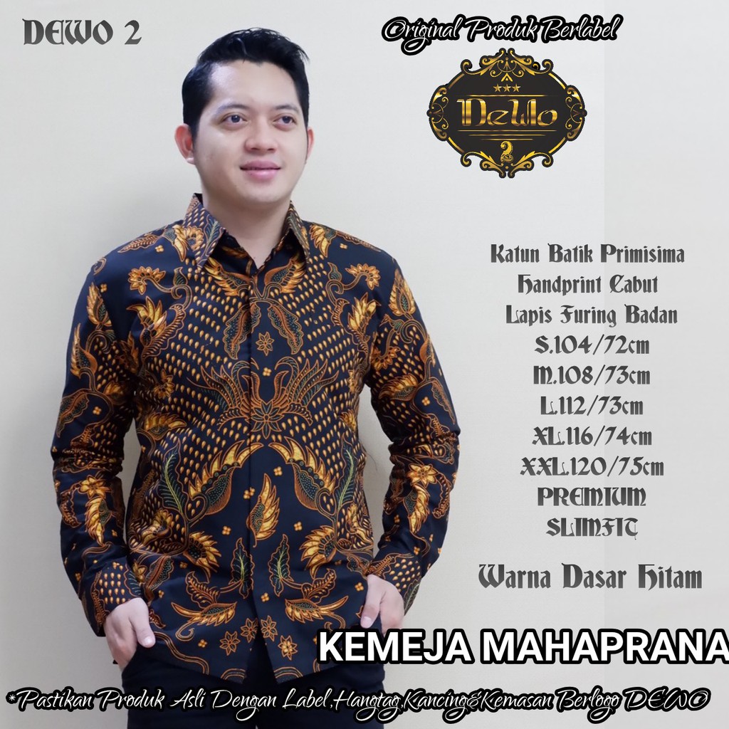 MAHAPRANA Kemeja Batik Pria Lengan Panjang Katun Halus FULL FURING Dewo