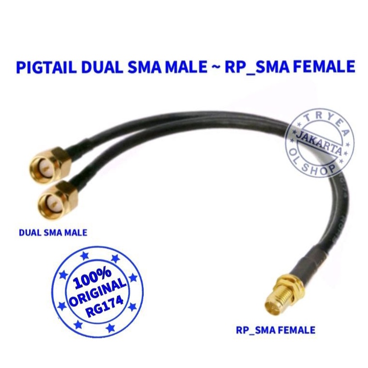 PIGTAIL B310 B315 DUAL SMA MALE TO RP SMA FEMALE RG174
