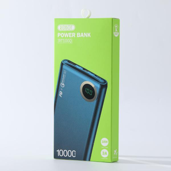 Power Bank Quick Charge 10000 mAh Robot RT100Q - 18W Powerbank Two Way RT 100 Q