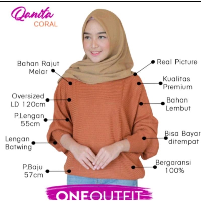 [Best Seller]_Blouse Rajut &quot; HANNA&quot; Batwing / Atasan Rajut Wanita Model Kelalawar / Baju Kalong Knit Premium (BB-