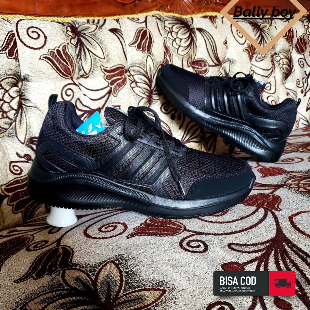 Sepatu Adidas Hitam polos Full Black Sekolah Olahraga - Sepatu Sneakers Kets Fashion Pria wanita