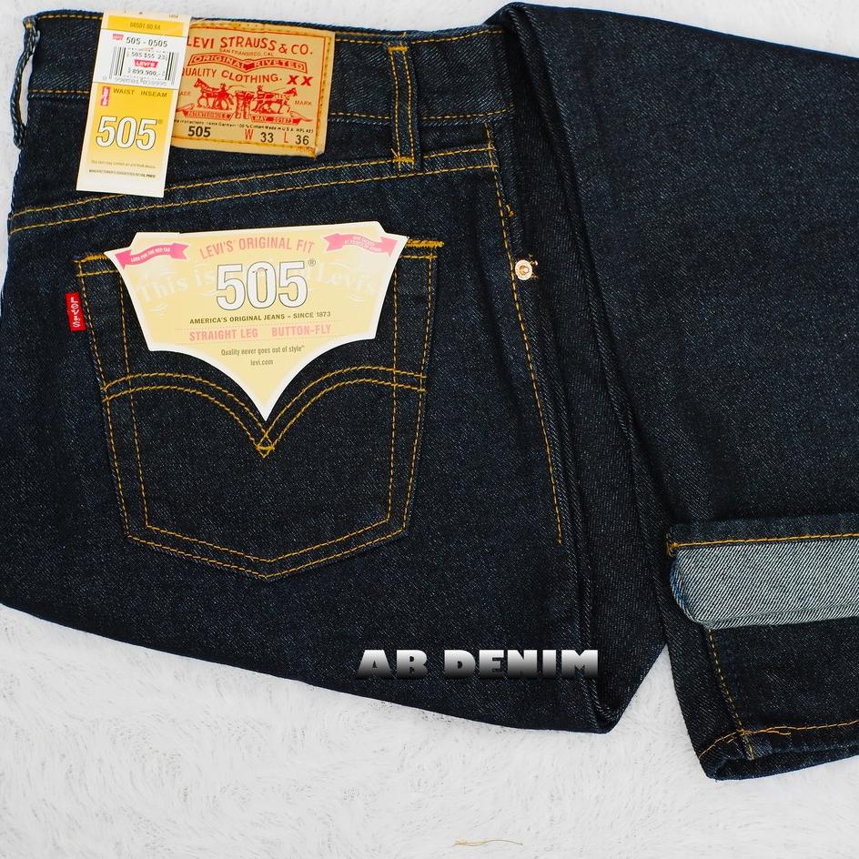 [Y70] Celana Jeans Levis Reguler Cowok Pria 505 Hitam Biru Muda Biru Tua Garment Original Denim XXI3