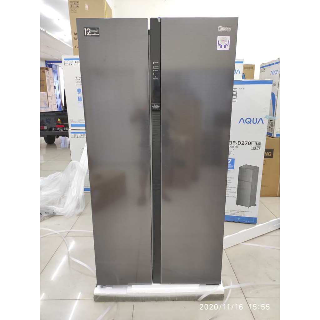 KULKAS MIDEA HC 689 VB LEMARI ES 2 PINTU HC689VB SIDE BY SIDE