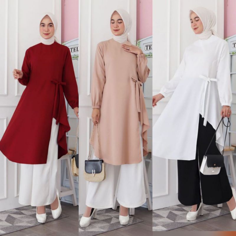 LONG TUNIK WANITA HIJAB/TUNIK MUSLIM MS078/807 SIZE M - L - XL