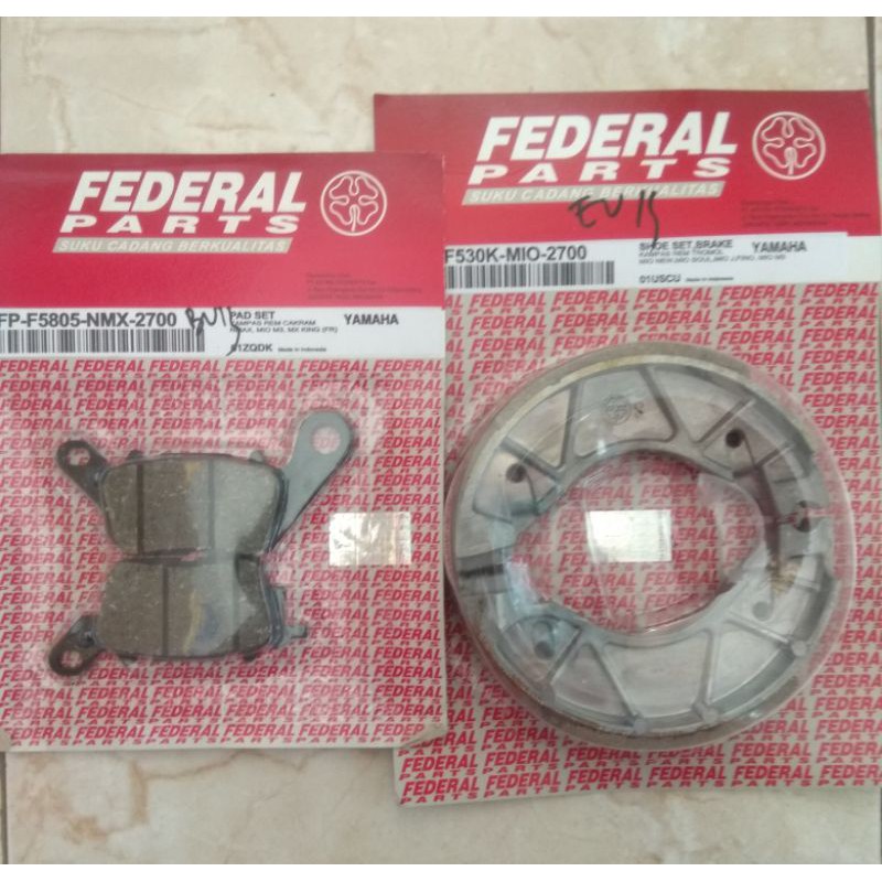 Paket Kampas Rem Cakram Depan Tromol Belakang Mio M3 Federal Parts