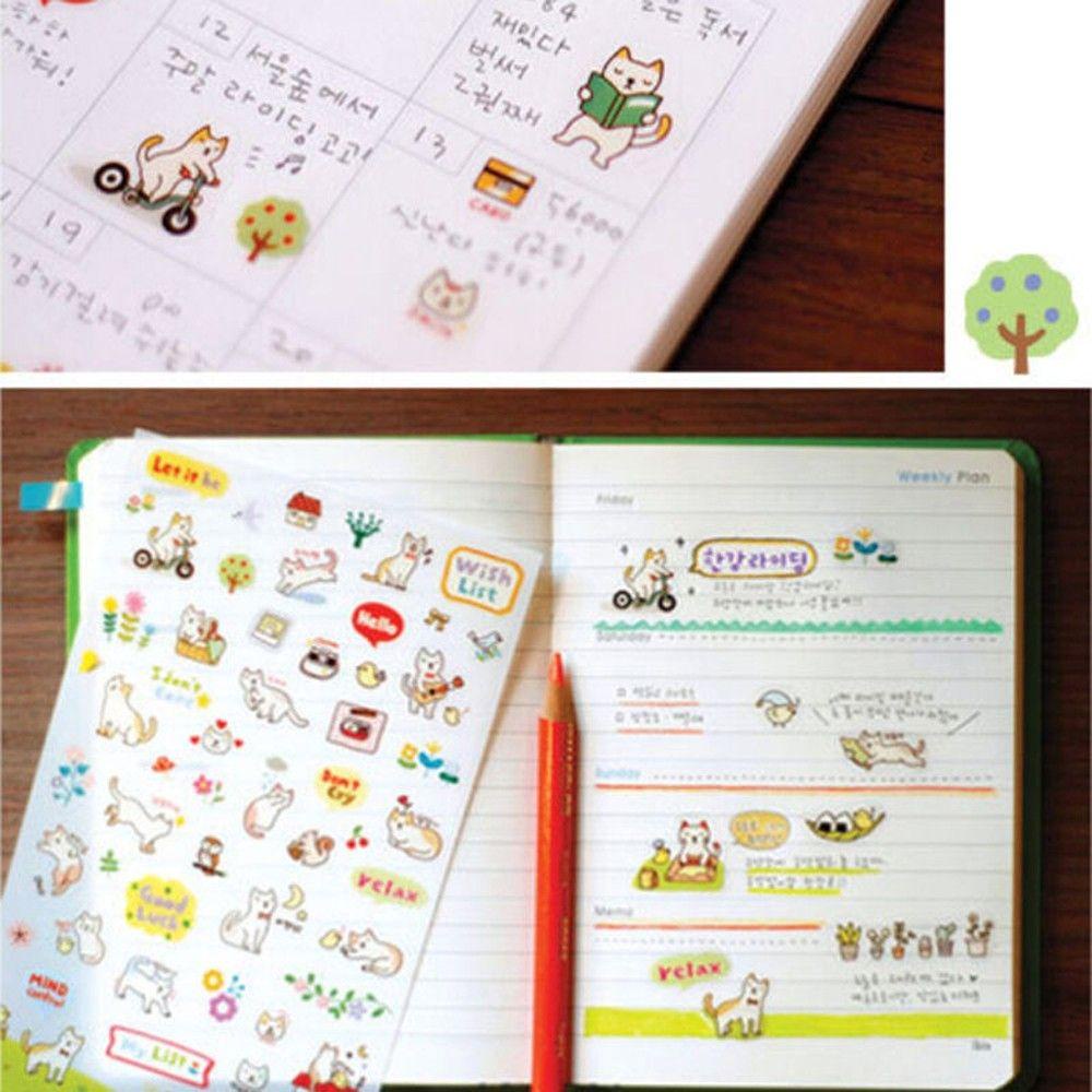 [Elegan] Kertas Kucing Stiker Kualitas Bagus Hot Sale Diary Sticker Transparan Dekorasi Lucu Kartun Anak DIY Diary Dinding Foto Dekorasi