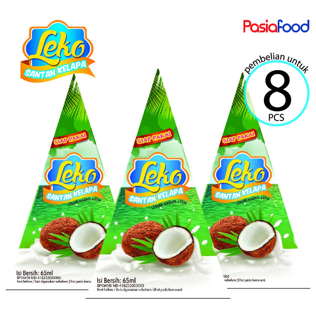 Pasiafood Santan Leko Santan Kelapa Asli Bebas Kolesterol (8 Pcs)