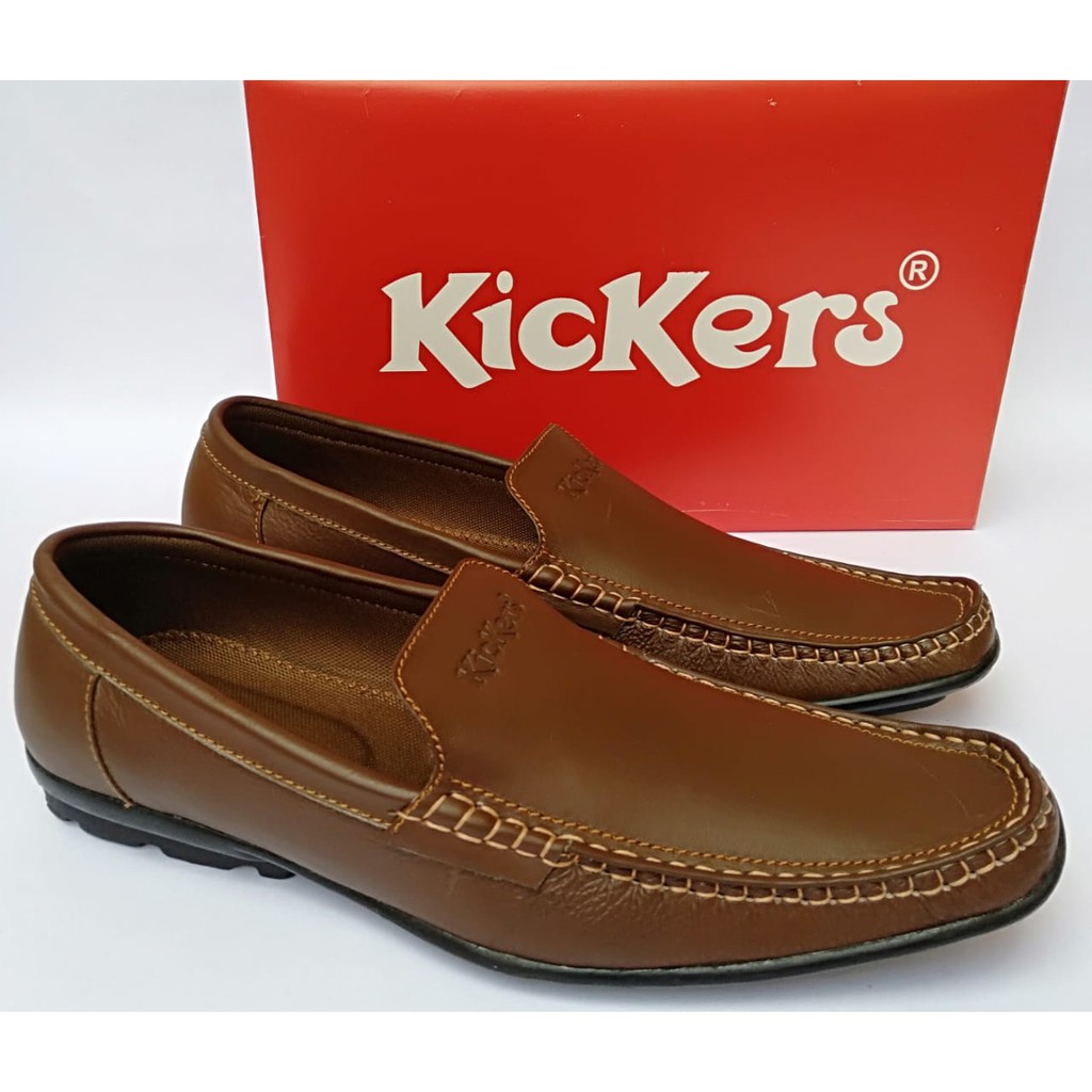 sepatu pria keren casual kickers original formal slip on sepatu santai pria kulit tanpa tali murah