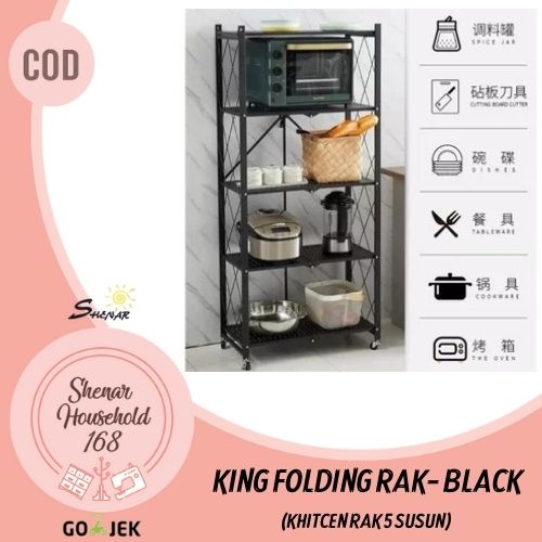 SHENAR , KHITCHEN RAK SUSUN QUEEN DAN KING FOLDING CABINET LIPAT SERBAGUNA UNIK VIRAL MULTIFUNGSI TEMPAT PENYIMPAN SUSUN LIPAT DENGAN RODA RAK DAPUR PENYIMPAN  MIXER OVEN  BLENDER GELAS PIRING PISAU ( BISA COD)