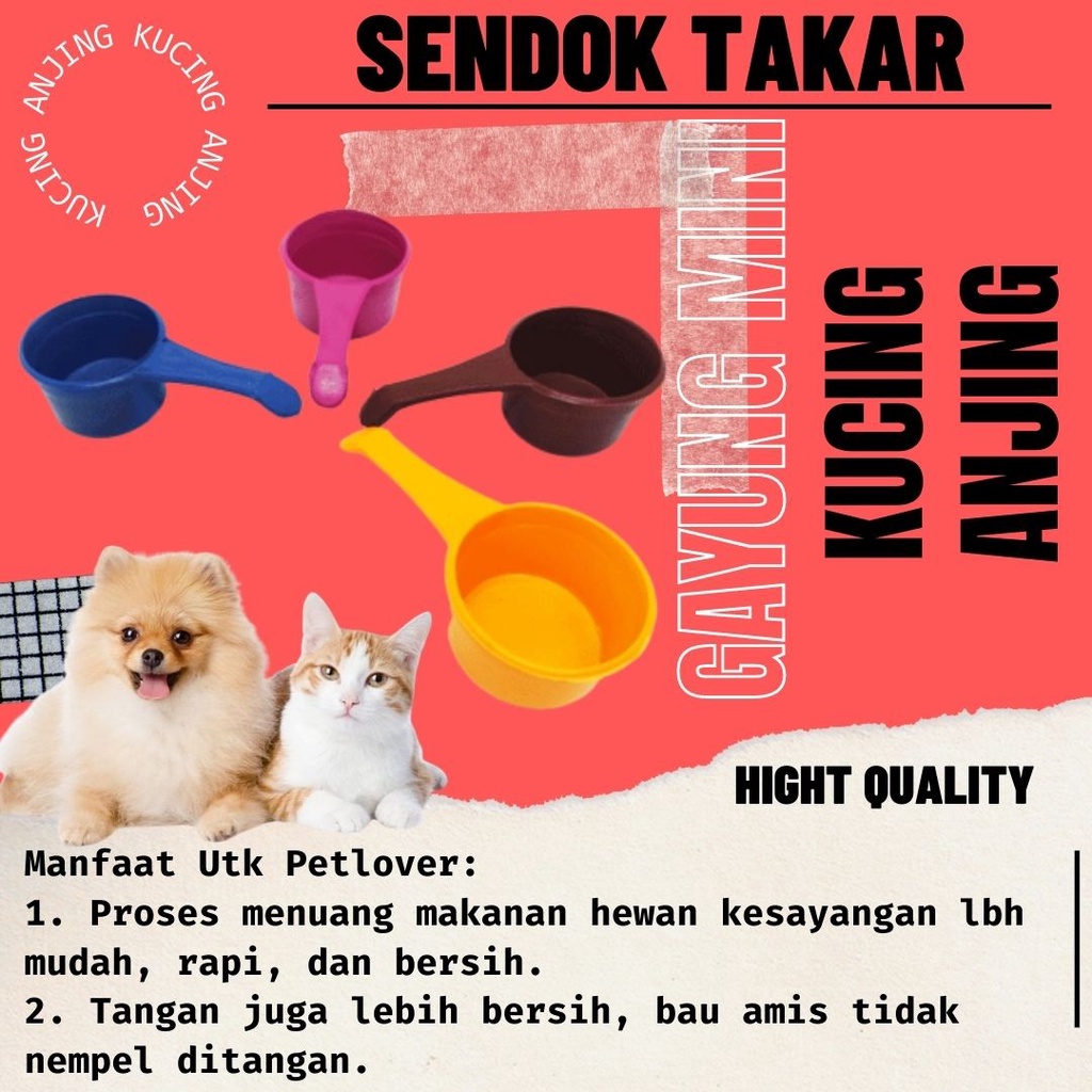 Gayung Mini Sendok Takaran Dry Food Makanan Kering Hewan / Sendok Takar Makanan Kucing Anjing / Cat Feeder FEZONE