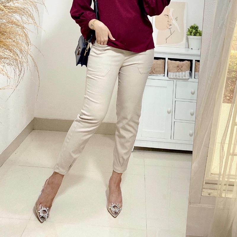 Pocket twill pants / celana twill cubit / celana katun / celana kantor / celana chinos wanita