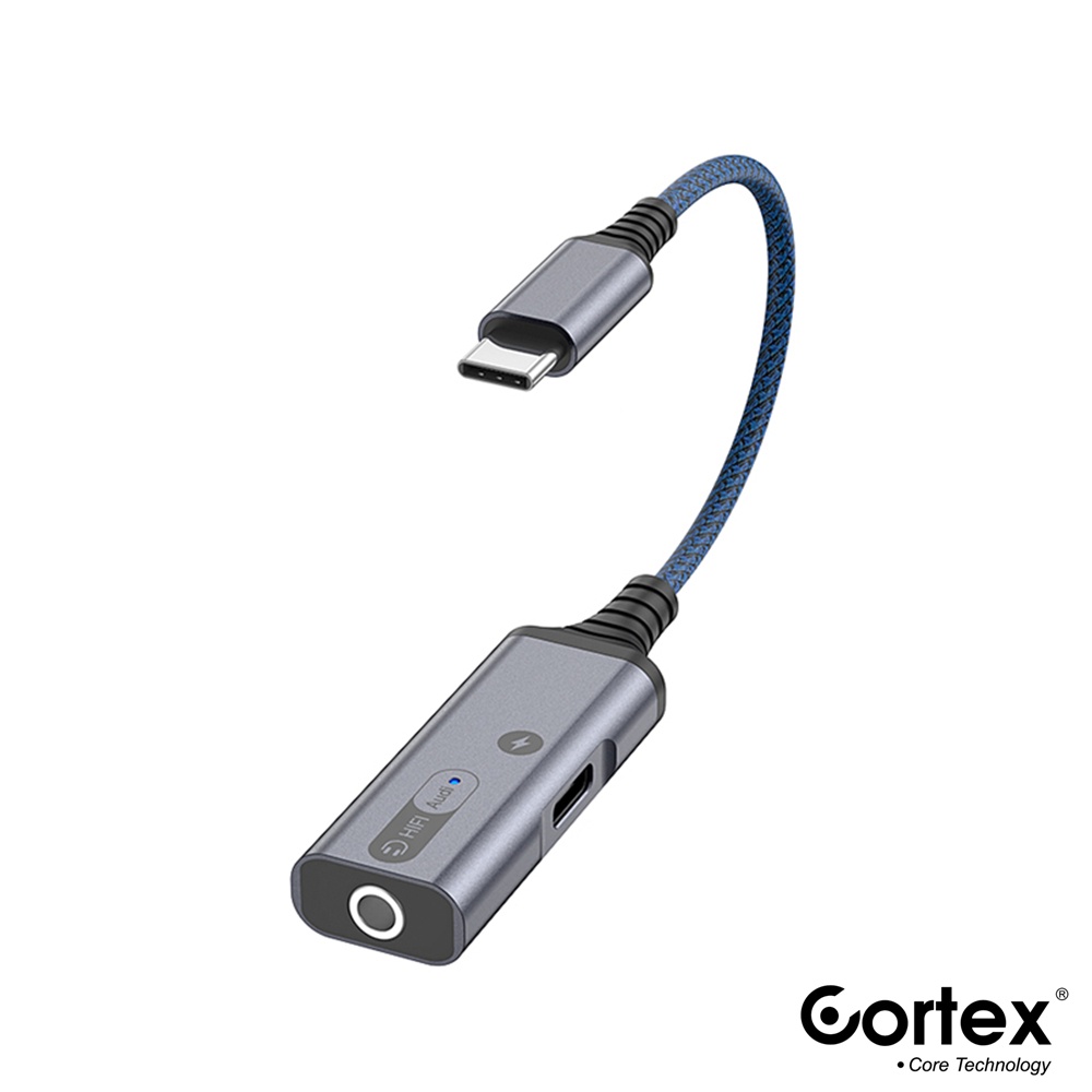 Cortex MH339 USB-C Splitter 2in1 Type-C to Charging + 3.5mm Audio Open Mic 60W Charging Adapter