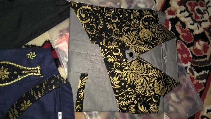 Batik Kemeja Pria Lengan Pendek  Motif Slempang Abu Hitam Alkhalis