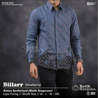 Kemeja Batik Pria Lengan Panjang Full Furing Ori Solo Ukuran M L Xl Xxl