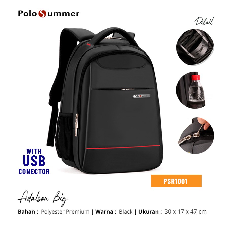 Polo Summer Adalson Big Tas Pria Backpack | Tas Laptop 14 | Tas Ransel