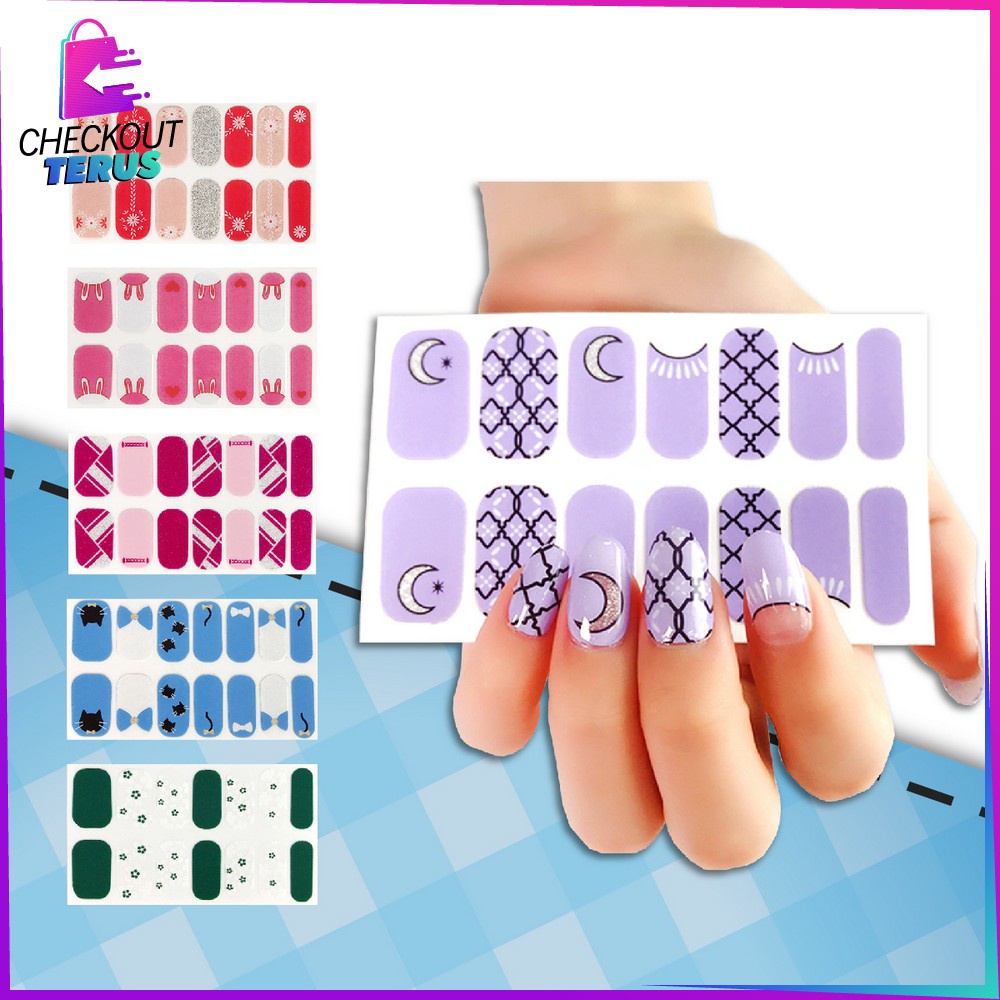 CT K54 Stiker Kuku Wanita Korea Waterproof Sticker Kuku Fashion Wanita Anti Air Nail Art Sticker Cantik