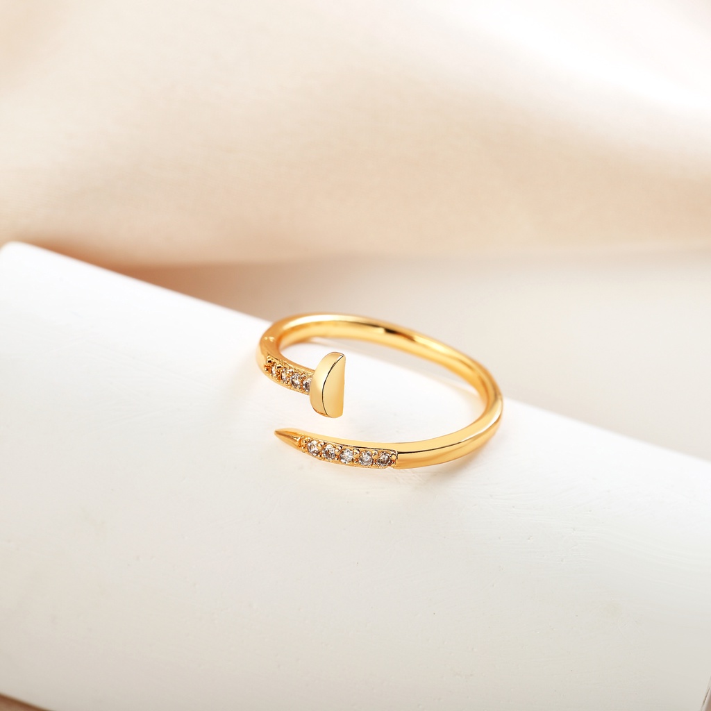 Y463 [COD✔] Paku Cincin Berlian Kristal Stainless Steel Rose Gold Perak Fashion Wanita Pernikahan Rings