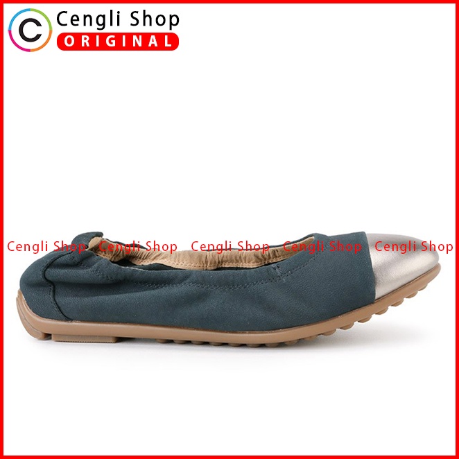 SEPATU FLAT KULIT OBERMAIN WANITA ORIGINAL ASLI TERBARU BIRU NAVY OW20