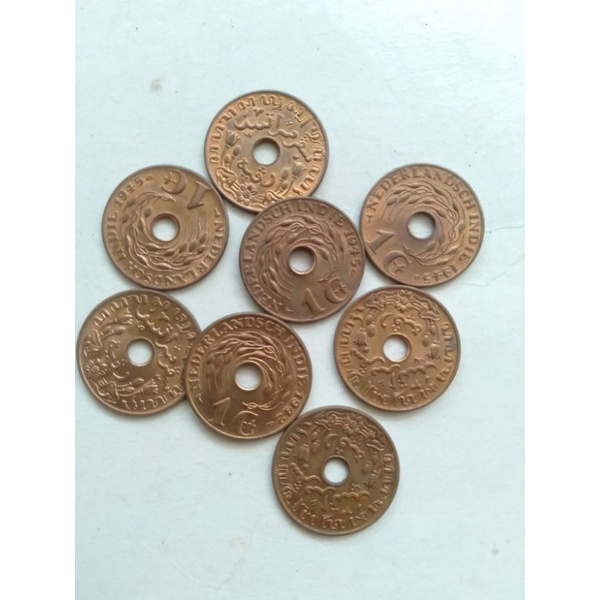 uang Kuno koin 1 sen bolong jaman belanda
