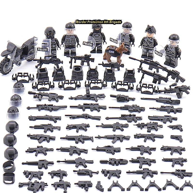 Mainan Lego Anak New LegoINGlys SWAT Military Army World War 2 Special Forces Team Black Soldier