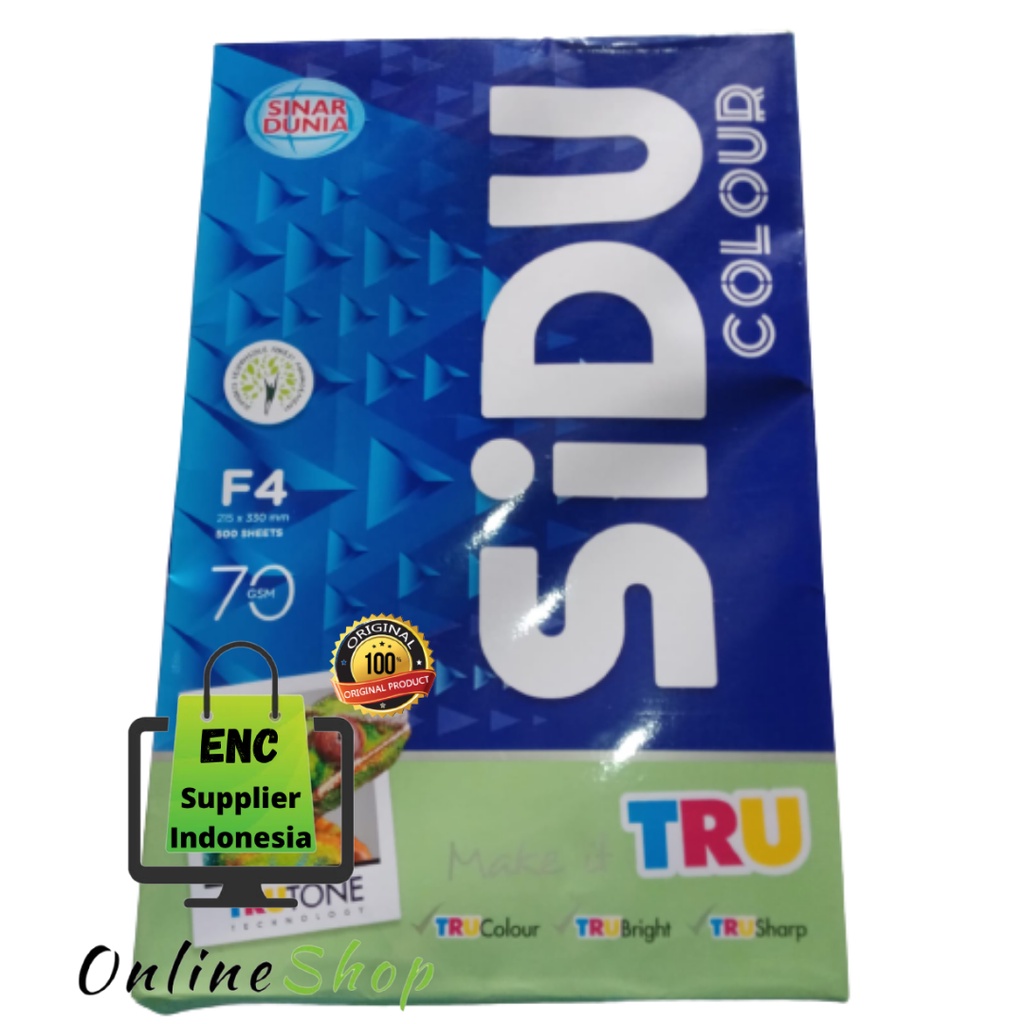 

sidu kw f4 70gr 500 lembar kertas hvs folio 70 gram sinar dunia warna colour per rim - enc.sup