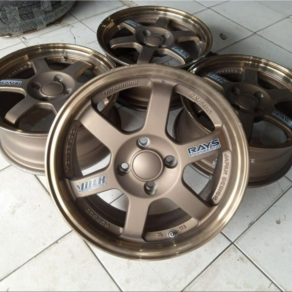 Velg Mobil Bekas Volk Rays Ring 15 Lebar 6,5 Lobang Baut 4x100 Et40 Bisa Buat Mobil Brio Ayla Agya S